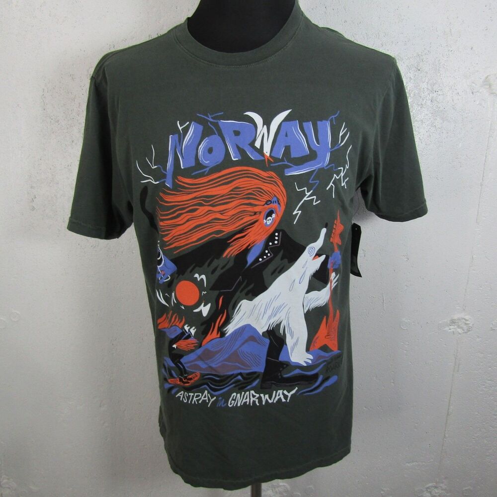 Roark "GNARWAY" Tundra Green Graphic T-Shirt Men's Size M RT1284 Norway NWT